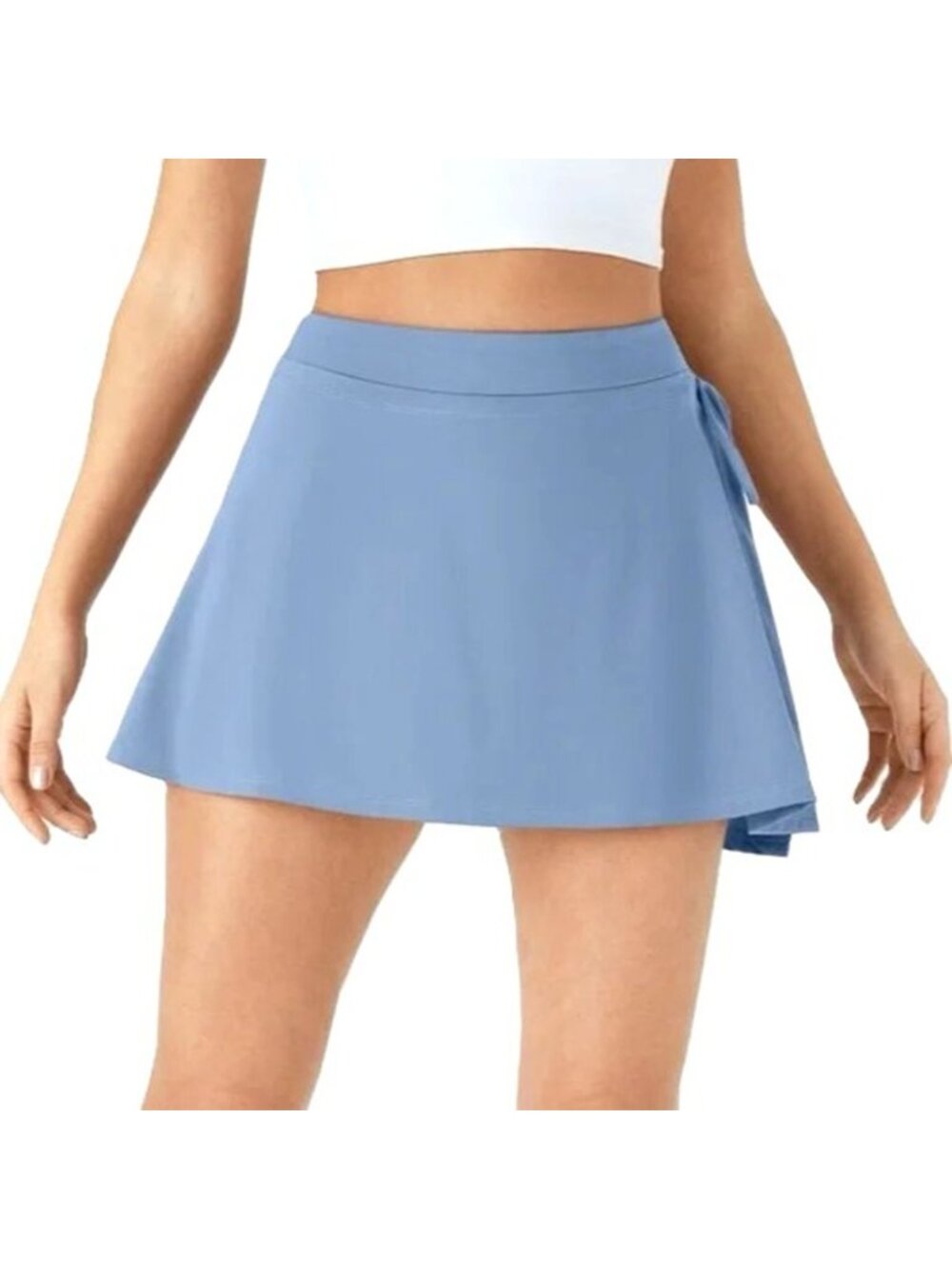 Halara Light Blue Athletic Wrap Tie Skort With Built-In Shorts XL NWT